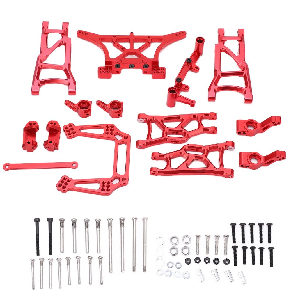 RC Front Rear Suspension Arm Kit, 1/10 RC Aluminum Alloy Parts Kit Compatible for Slash 2WD 1/10 RC Car(red)