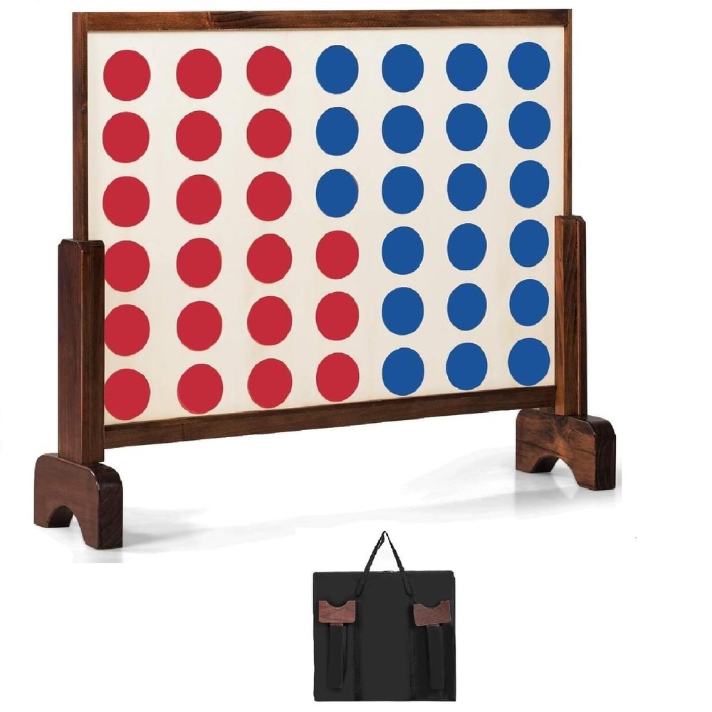 AKUSTIK Jumbo 4-to-Score Giant Game Set, Wooden Giant 4 in a Row for Kids Adults, Indoor Outdoor Party Family Connect Fun Game Toy Gift with Carry Bag (Natural)
