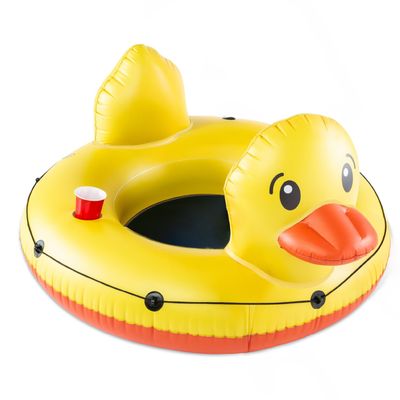 BigMouth Inc Heavy Duty Duck River Tube, Inflatable Float with Mesh Seat and Drink Holder, Grab Rope Raft for Floating Rivers and Summer Fun