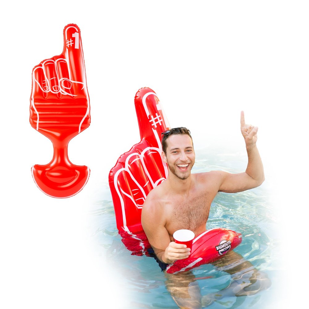 BigMouth Saddle Style Pool Floatie, Inflatable Ride-On Seat - Straddle, Sit, Then Float - Number One Foam Finger