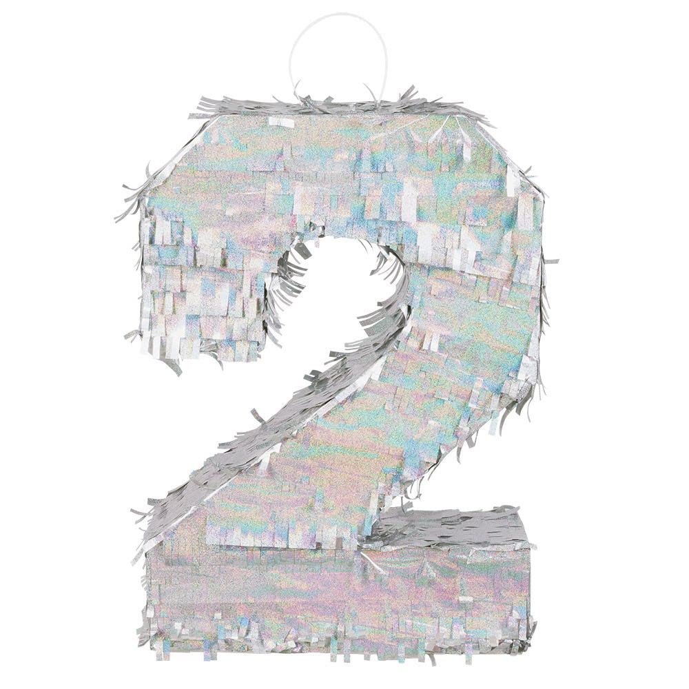 Boland - Number Pinata Size 40 x 28 x 8 cm Holographic Number Silver Anniversary Birthday Decoration Party Game