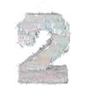 Boland - Number Pinata Size 40 x 28 x 8 cm Holographic Number Silver Anniversary Birthday Decoration Party Game view 1