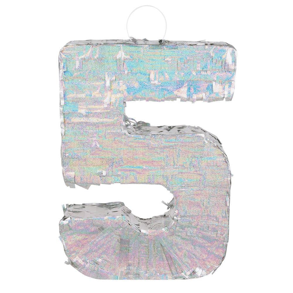 Boland - Number Pinata Size 40 x 28 x 8 cm Holographic Number Silver Anniversary Birthday Decoration Party Game