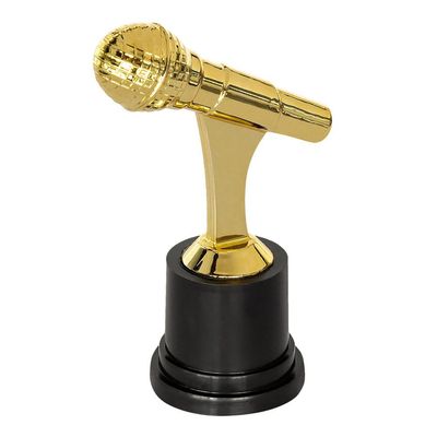 Boland 30842 - Microphone Trophy Size 12 cm Gold Black Plastic Cup Decoration Award Ceremony Party Superstar