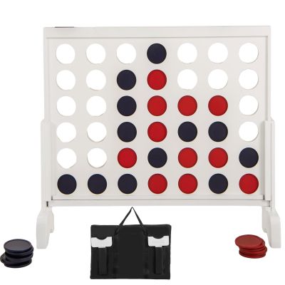 AKUSTIK Jumbo 4-to-Score Giant Game Set, Wooden Giant 4 in a Row for Kids Adults, Indoor Outdoor Party Family Connect Fun Game Toy Gift for Children with Carrying Bag (White)