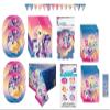 My Little Pony Birthday Party Supplies Favor Deluxe Bundle Pack Serves 16 includes 16 Plates, 16 Napkins, 1 Table Cover, 1 Banner, 16 Loot Bags, 24Tattoos, 1 Dinosaur Sticker Sheet view 1