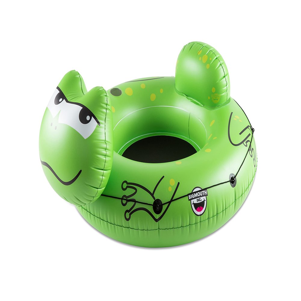 BigMouth Inc Large Frog River Tube with Mesh Seat, Heavy Duty Vinyl Raft for Waterway Drifting, Built-in Cup Holder and Grab Rope, Comfortable Floating Ride for Lakes, Streams, Adults and Kids