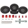 HOPLEX Beadlock Wheels and Tires 4Pcs Metal Micro Crawler Tires with Red 7mm RC Wheel Hex Hub Spacer for Axial SCX24 90081 1/24 RC Crawler Car Upgrade Parts Accessories view 1