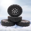 HOPLEX Beadlock Wheels and Tires 4Pcs Metal Micro Crawler Tires with Red 7mm RC Wheel Hex Hub Spacer for Axial SCX24 90081 1/24 RC Crawler Car Upgrade Parts Accessories view 3