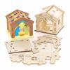 Baker Ross FC206 Nativity Stable Wooden Model Kit - Pack of 3, Tealight Holder to Decorate and Display, Wooden Crafts for Children, Ideal Christmas Arts and Crafts Project view 1