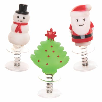 Baker Ross 6 x Christmas Bouncy Figures Toys for Kids Pop Up Toy - Ideal for Party Bag Fillers, Stocking Fillers, Classroom Prize or Small Gift FC280