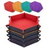 SIQUK 4 Pieces Dice Tray Set Foldable Dice Trays Hexagon Dice Rolling Tray PU Leather Dice Holder for Dice Games like RPG, DND and Other Table Games(Orange, Yellow, Cyan, Violet) view 1