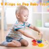 Adena Montessori Wooden 6 Rings on Peg Stacking and Sorting Ring, Wooden Rainbow Stacking Rings Baby Toy, Stacker Toys for Infants and Toddlers, Wood Educational Developmental Toy Multicolor view 2