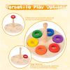 Adena Montessori Wooden 6 Rings on Peg Stacking and Sorting Ring, Wooden Rainbow Stacking Rings Baby Toy, Stacker Toys for Infants and Toddlers, Wood Educational Developmental Toy Multicolor view 4