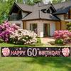 60th Birthday Decorations Yard Banner for Women, 60 Year Old Rose Gold Happy Birthday Decorations Signs, 60th Birthday Party Decoration Backdrop Supplies, Extra-Long 13ft x 1.6ft Indoor Outdoor PHXEY view 1