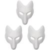 LUOZZY 3Pcs Halloween Fox Mask Blank White Mask DIY Mask Unpainted Mask Craft for Cosplay Masquerade Parties Costume Accessory view 1