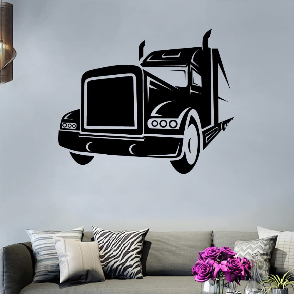Heavy Truck Jumbo Trailer Trucks Trailer Truck Big Truck Trucks Silhouette Vinyl Wall Art Sticker Decal Home Kids Room Trucking Room Boys Room Wall Dcoration Design Dcor Decal Size (22x30 inch)