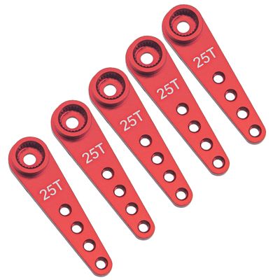 5Pcs ShareGoo 25T Servo Horn 37mm Metal 25 Teeth Extension Steering Arm Server Compatible with Futaba Savox Power HD HSP MG995 MG996 Servos for RC Car Truck (Red)