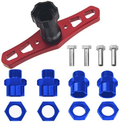 ShareGoo 17mm Wheel Hex Wrench & 12mm to 17mm Wheel Hex Drive Hub Adapter 15mm Offset Extension Compatible with Tamiya Axial RC4WD Traxxas Redcat 1/10 RC Car Buggy Truck (Blue)