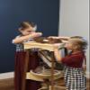 AmishToyBox.com Pyramid Marble Tower Run Wooden Toy - 39" High - Pack of Marbles Included (Walnut and Natural Finish) view 2