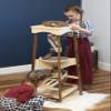 AmishToyBox.com Pyramid Marble Tower Run Wooden Toy - 39" High - Pack of Marbles Included (Walnut and Natural Finish) view 4