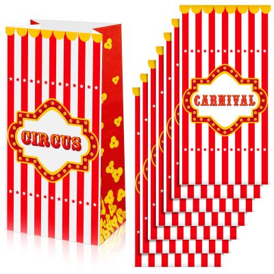 Epakh 24 Pieces Carnival Gift Bags for Treats and Party Favors - Paper Goody Bags for Circus Birthday Decorations Supplies