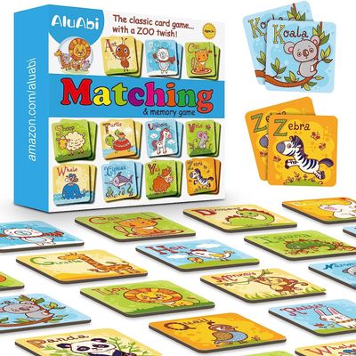Animal Matching Memory Game Flash Cards for Toddlers,Letter Matching Memory Card Game,Fun Alphabet Flash Cards ABC Learning, Preschool Learning Activities Educational Toys for Boys & Girls Age 4 to 8
