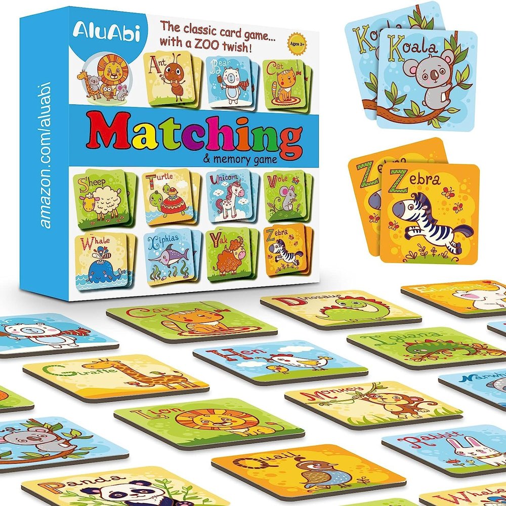 Animal Matching Memory Game Flash Cards for Toddlers,Letter Matching Memory Card Game,Fun Alphabet Flash Cards ABC Learning, Preschool Learning Activities Educational Toys for Boys & Girls Age 4 to 8