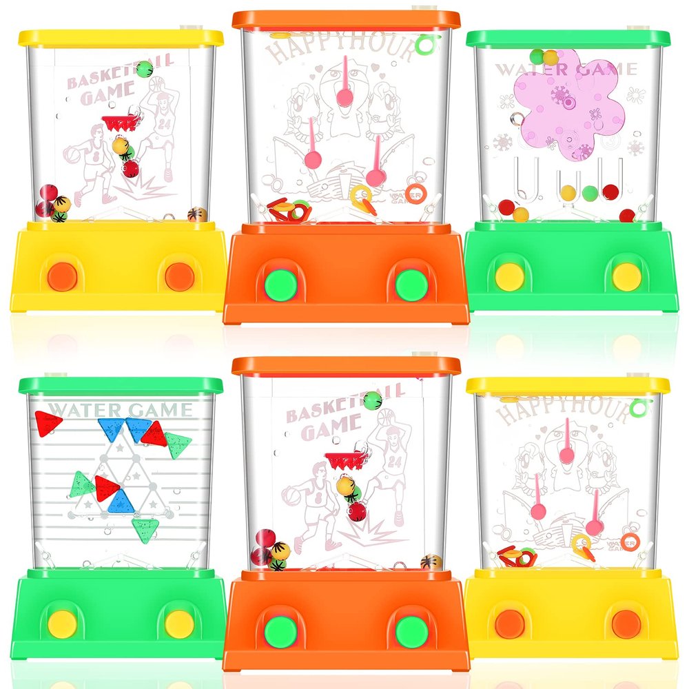 Sumind 6 Pieces Aqua Rings Handheld Water Game Mini Retro 80s 90s Retro Pastime Game for Kids Birthday Return Gifts Classroom Rewards Bulk(Chic Style)