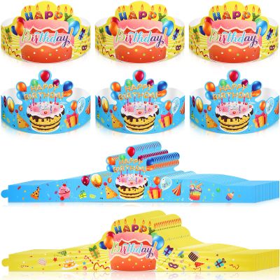 Zonon 36 Pieces Birthday Crowns for Kids Classroom Adjustable Colorful Happy Birthday Hats for School Kindergarten Party(Vivid Style)