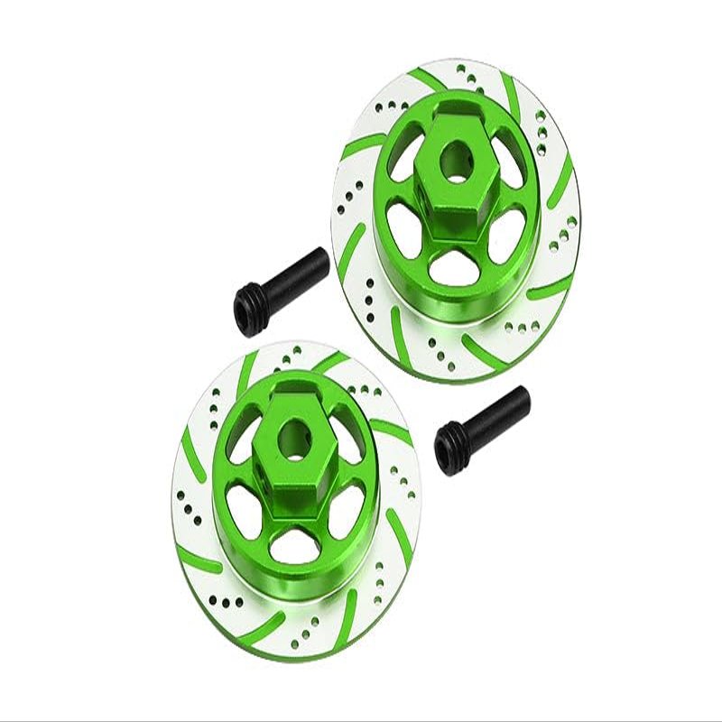 Axial 1/10 RBX10 Ryft 4WD Rock Bouncer AXI03005 Upgrade Parts Aluminum Hex With Brake Disk (Silver Inlay Version) - 4Pc Set Green
