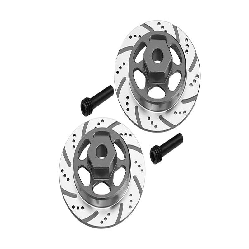 Axial 1/10 RBX10 Ryft 4WD Rock Bouncer AXI03005 Upgrade Parts Aluminum Hex With Brake Disk (Silver Inlay Version) - 4Pc Set Gray Silver