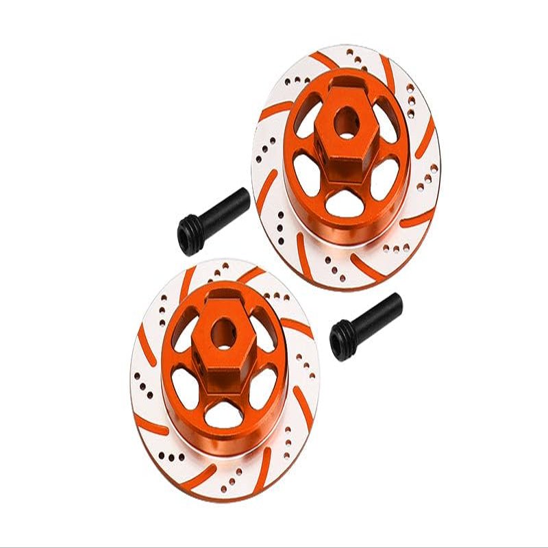 Axial 1/10 RBX10 Ryft 4WD Rock Bouncer AXI03005 Upgrade Parts Aluminum Hex With Brake Disk (Silver Inlay Version) - 4Pc Set Orange