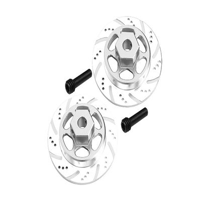 Axial 1/10 RBX10 Ryft 4WD Rock Bouncer AXI03005 Upgrade Parts Aluminum Hex With Brake Disk (Silver Inlay Version) - 4Pc Set Silver
