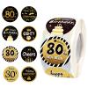 600 PCS 1.5 Inch Happy 80th Birthday Roll Stickers, 8 Different Design Black Gold Happy 80th Birthday Round Labels Birthday Party Favor Anniversary Party Supplies, Handmade Sticker view 1