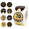 600 PCS 1.5 Inch Happy 70th Birthday Roll Stickers, 8 Different Design Black Gold Happy 70th Birthday Round Labels Birthday Party Favor Anniversary Party Supplies, Handmade Sticker view 1