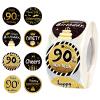 600 PCS 1.5 Inch Happy 90th Birthday Roll Stickers, 8 Different Design Black Gold Happy 90th Birthday Round Labels Birthday Party Favor Anniversary Party Supplies, Handmade Sticker view 1