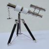 Nautical Double Barrel Designer Telescope Spyglass with Wooden Stand Home Decor Gift view 4