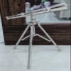 Vintage Chrome Finish Telescope use Lens Beautiful Royal Spyglass Double Barrel Telescope On Wooden Tripod Stand view 2