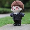 niannyyhouse 6in/15cm Plush Doll's Clothes Suit Coat + Shirt + Vest + Tie + Pants 5-Piece Set Striped Suits (Black, 15cm) view 4