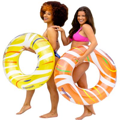 monsoon [Citrus] 2-Pack Luxury Pool Floats Swimming Float Beach Tube Floaties Ring Tubes - Orange Yellow