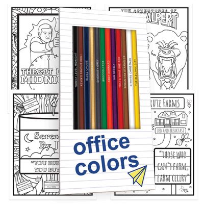 Pun Labs The Office-Inspired Colored Pencils Set of 12 with 5 Fun Office-Themed Coloring Pages Parody Pencils with Foil-Stamped Quotes for Adults & Teens, Ideal for Art Supplies Fan Gifts