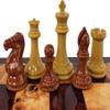 4 Queens Large 4 1/8 inch 1 7/8 inch Base King Wood Grained Plastic Polymer Staunton Chess Men Set NO Board view 1