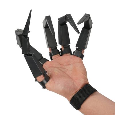 Alvivi Halloween Skeleton Hand Articulated Extensions Finger Wearable Bone Claw Hand Cosplay Scary Skeleton Hand Black Left Hand One Size