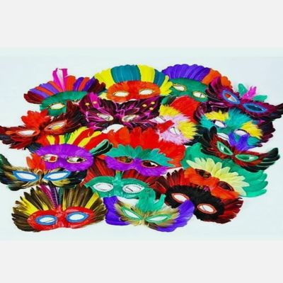 12 Assorted Feather Masks Halloween Mardi Gras Pretend Play New Years Party Masks