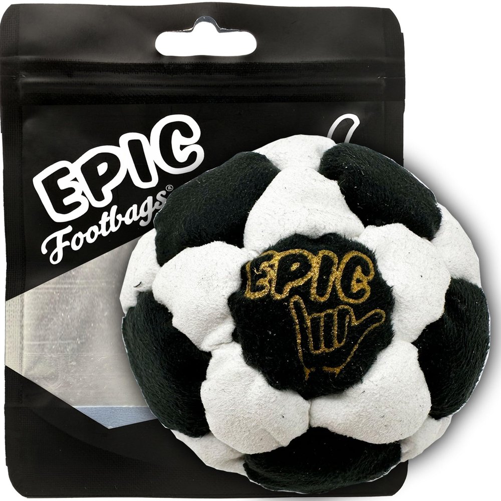 Epic Footbags Deluxe 32 Panel Suede Foot Bag for Adults & Kids, Salt n' Peppa