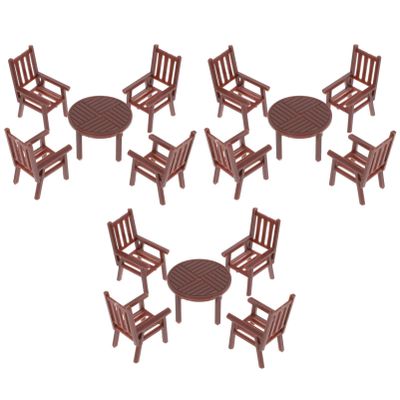 Toyvian 4 Sets Dollhouse Miniature Furniture Mini House Table and Chair Models Set 1: 50 Plastic Furniture for DIY Fairy Garden Dollhouse Decoration Pretend Table Chair