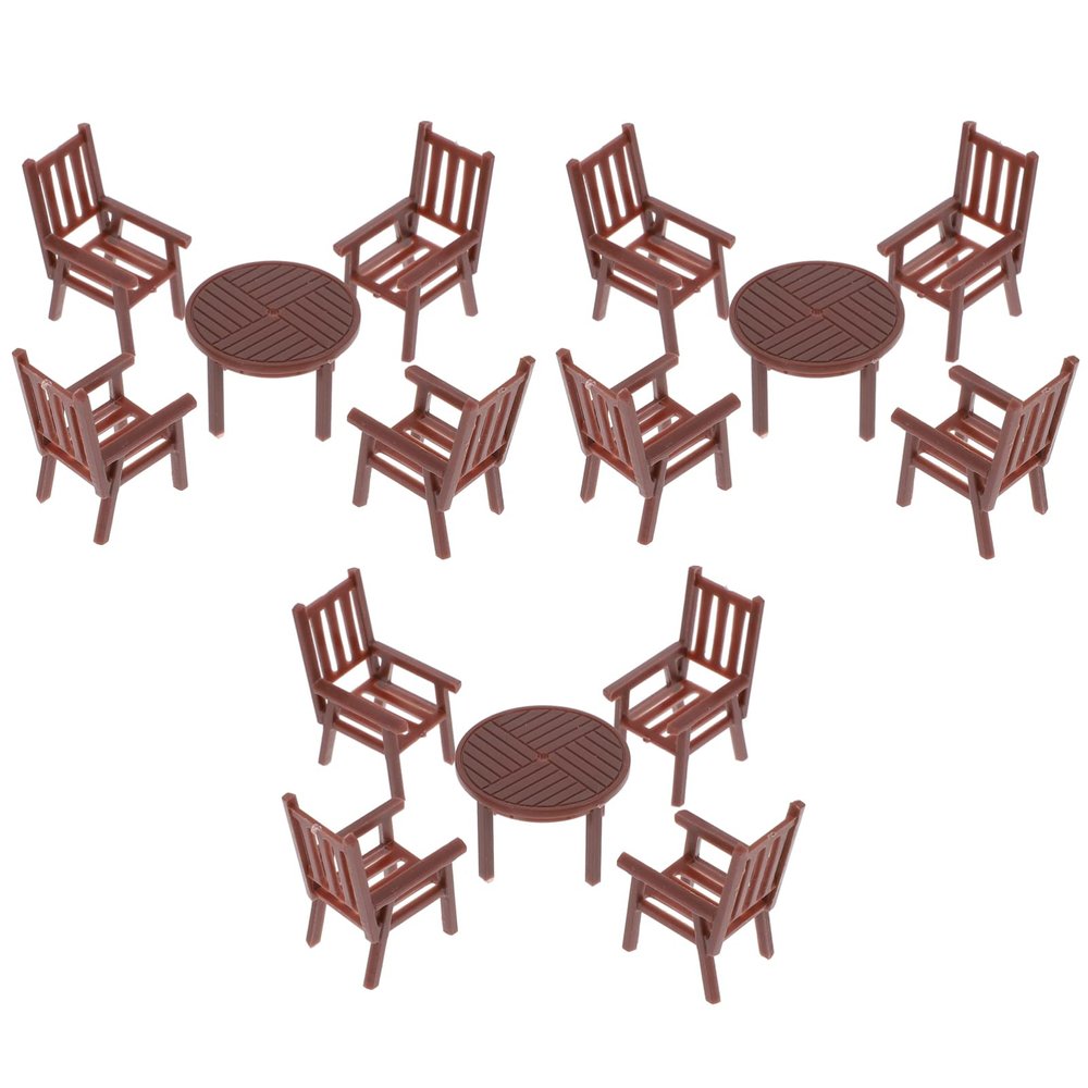 Toyvian 4 Sets Dollhouse Miniature Furniture Mini House Table and Chair Models Set 1: 50 Plastic Furniture for DIY Fairy Garden Dollhouse Decoration Pretend Table Chair