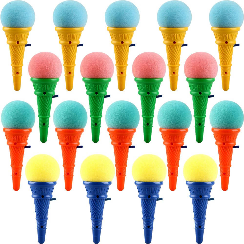 Haconba 18 Pack 7 Inch Ice Cream Shooters Toy Ice Cream Launcher Cone Sponge Ball for Carnival Prizes Goody Bag Fillers Party Favors