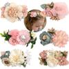 6 PCS Handmade Flower Hair Bows Fully Lined Alligator Hair Clips Faux Pearls Floral Hair Clips Barrettes Hair Accessories for Women Girls Toddlers Kids Children view 1